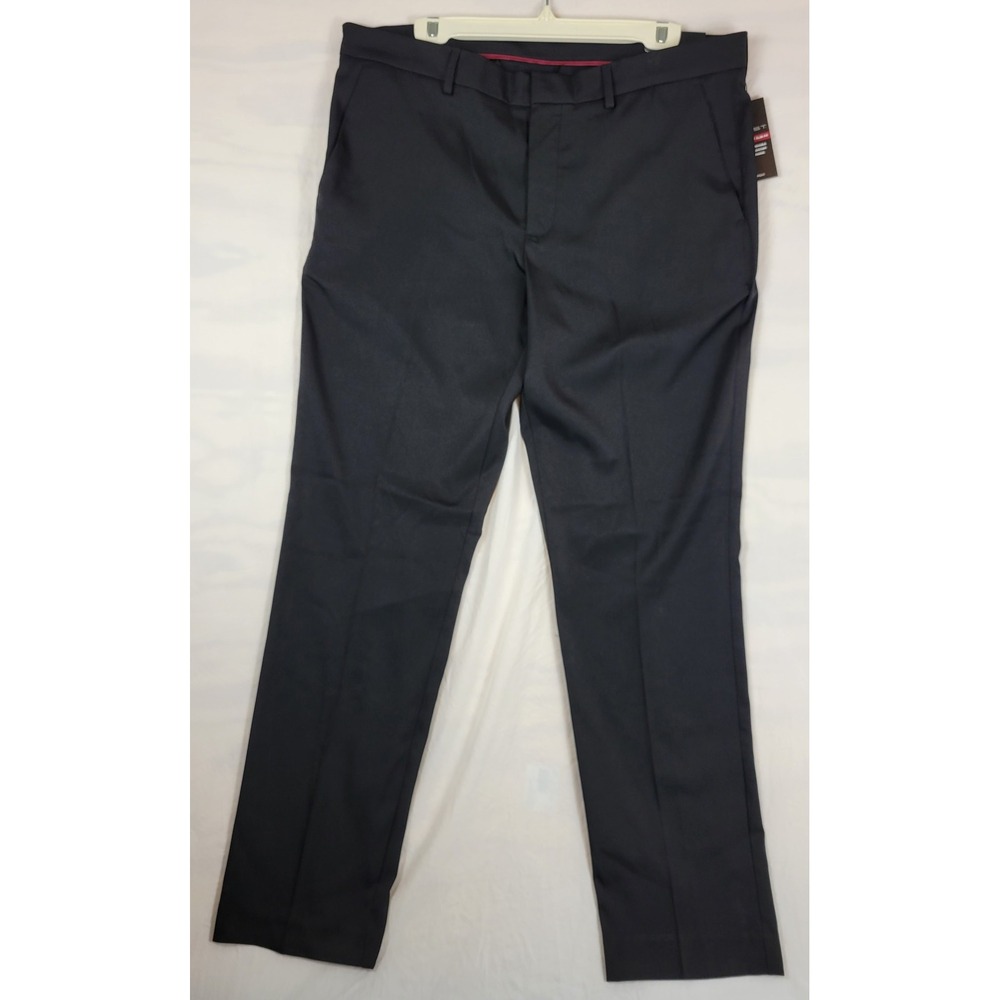 Axist NWT Mens Stretch Very Slim Fit Dress Pants Black 36x32 Flat Front A1BFE011